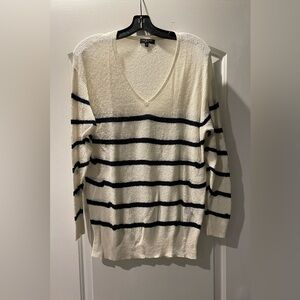 Rag & Bone cream/dark navy striped shirt XXS
